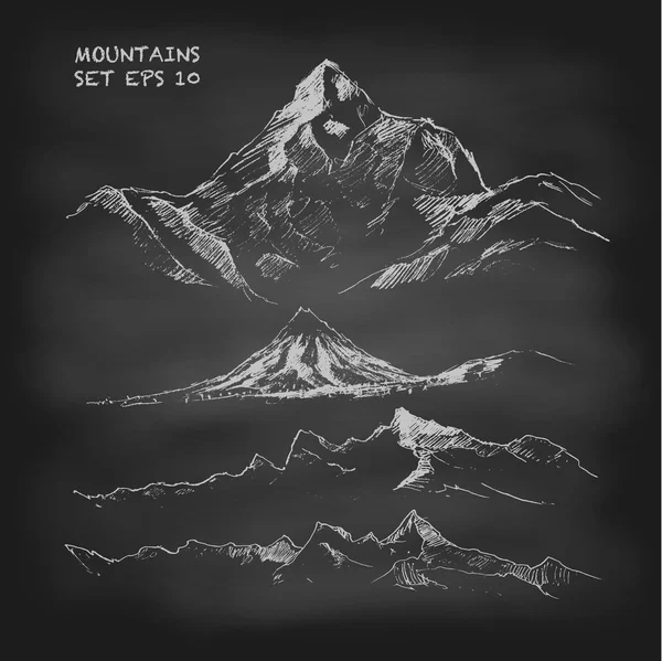 Set of Hand drawn Mountains — Stock Vector