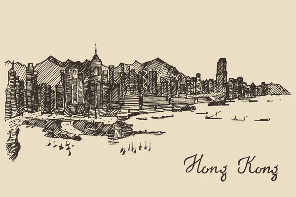 Skizze der Stadt Hongkong — Stockvektor