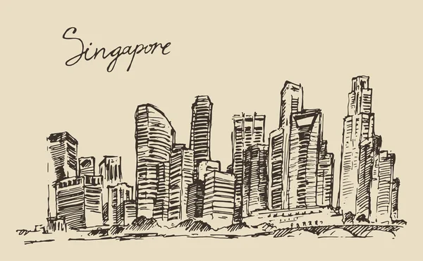 Singapore stad schets — Stockvector