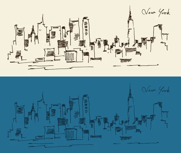 New York città disegnata a mano — Vettoriale Stock