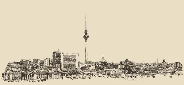 手描きベルリンのスカイライン — ストックベクタ