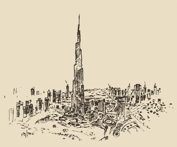 Sílhueta da cidade de Dubai . — Vetor de Stock