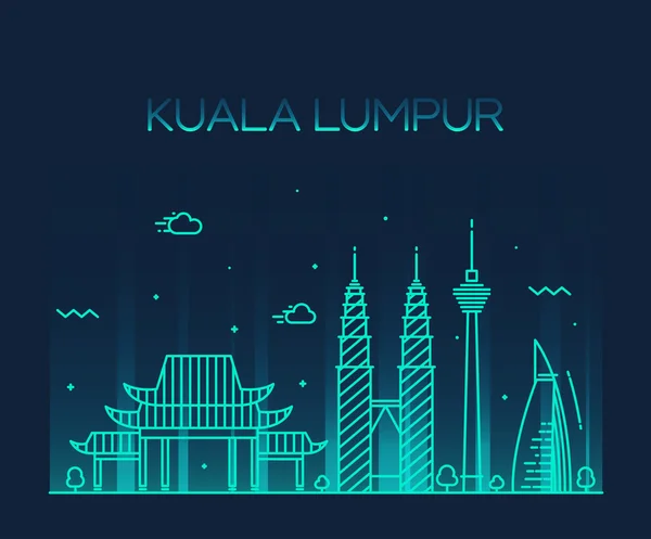 Kuala Lumpur skyline della città — Vettoriale Stock