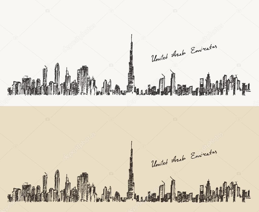 Dubai City silhouette.