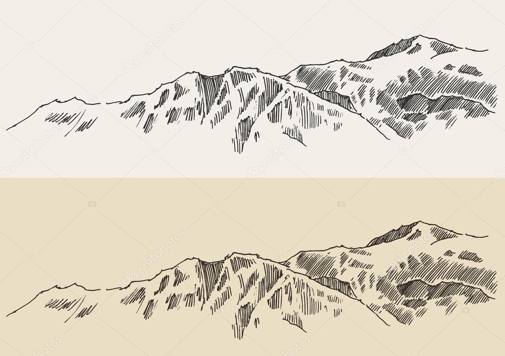 hand drawn contours of the mountains