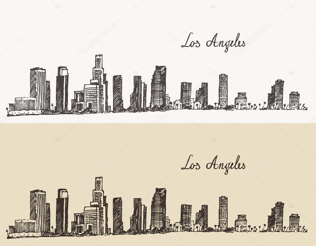 hand drawn Los Angeles skyline