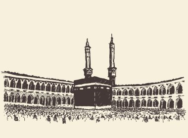 Kutsal Kabe Mekke Suudi Arabistan Müslüman kroki