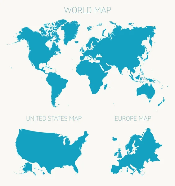 Set World American Europe map vector illustration — Stockvector