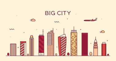 Big city skyline Trendy vector illustration linear