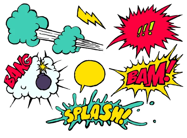 Set bright cool and dynamic comic speech bubbles — 스톡 벡터