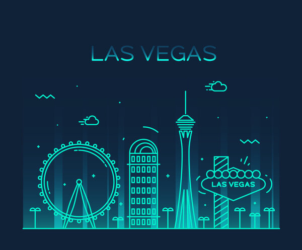 Las Vegas skyline vector illustration linear
