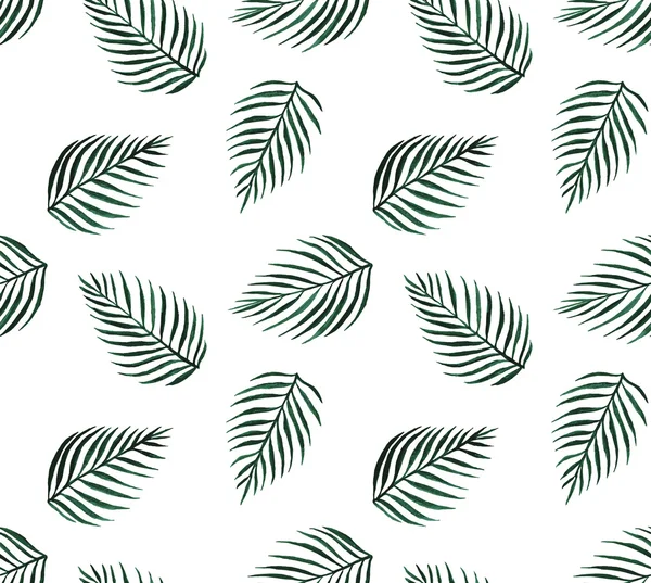 Watercolor tropical seamless pattern palm leaves — Stockvector