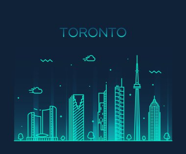 Toronto skyline trendy vector illustration linear