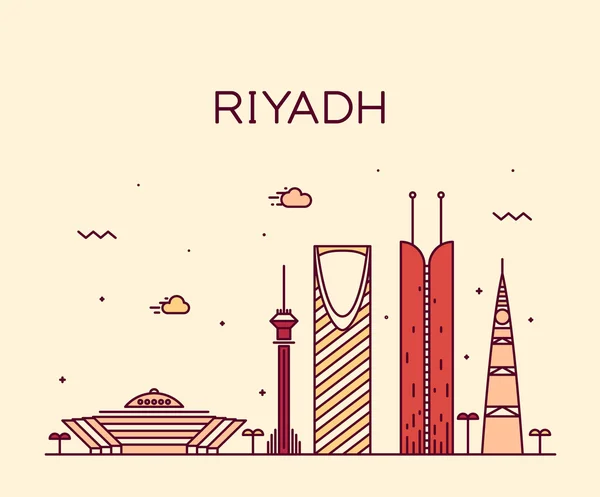 Riyadh skyline trendy vector illustration linear — Διανυσματικό Αρχείο