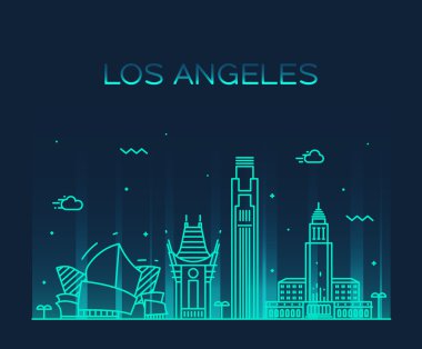 Los Angeles skyline vector illustration linear