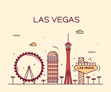 Las Vegas skyline vector illustration linear