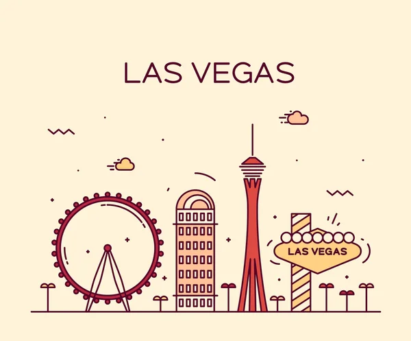 Las Vegas skyline vector illustration linear — ストックベクタ