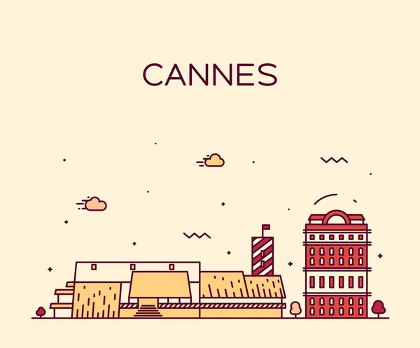 Cannes skyline trendy vector illustration linear — ストックベクタ