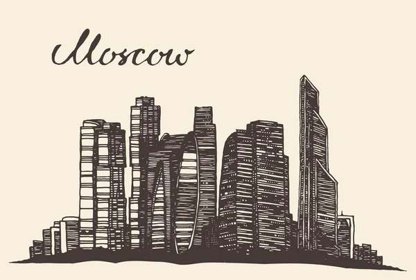 Moscow skyline vector engraved hand drawn sketch — 图库矢量图片