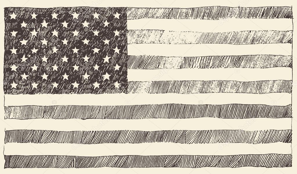 United States America Usa Flag Vector Hand Drawn Vector Image By C Grop Vector Stock 80334714
