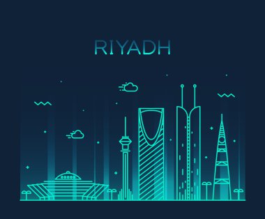 Riyadh skyline trendy vector illustration linear clipart