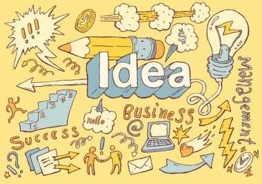 Business Idea doodles icon set sketch Vector drawn