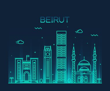 Beirut skyline trendy vector illustration linear