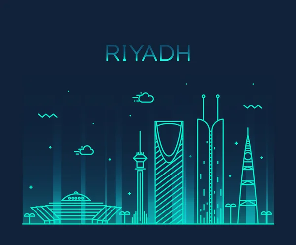 Riyadh skyline trendy vector illustration linear — Stock Vector