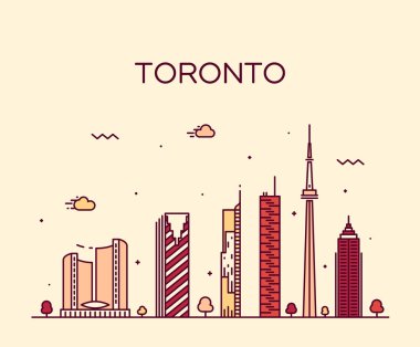 Toronto skyline trendy vector illustration linear