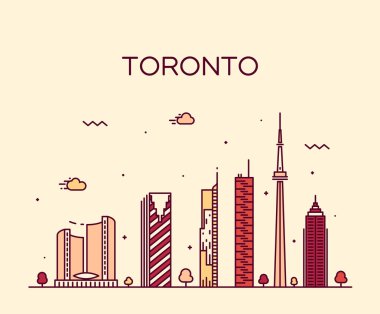 Toronto skyline trendy vector illustration linear clipart