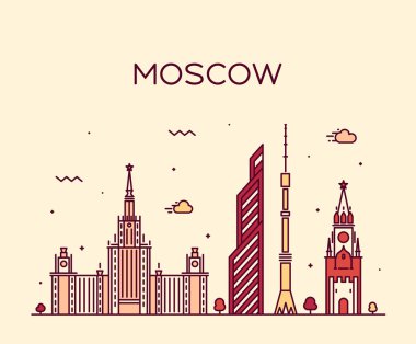 Moscow skyline trendy vector illustration linear