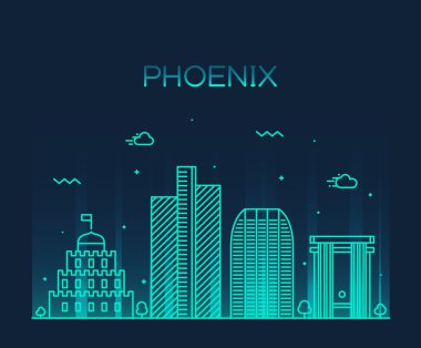 Phoenix manzarası trendy vektör çizim doğrusal