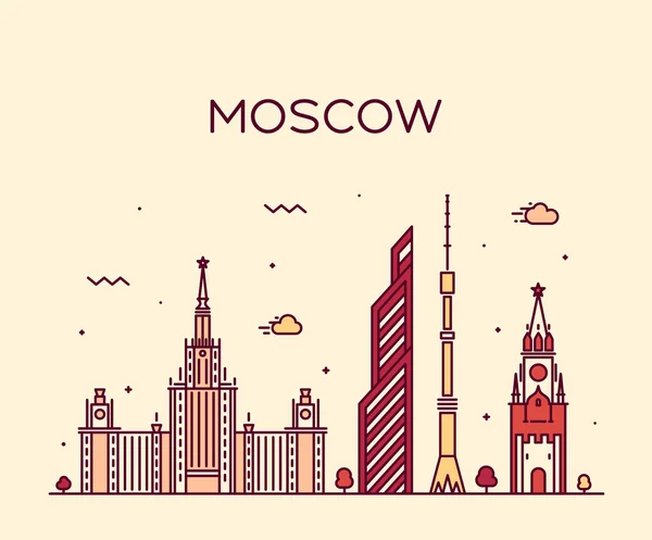 Moscow skyline trendy vector illustration linear