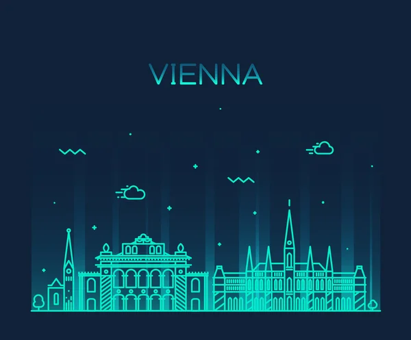 Skyline di Vienna trendy illustrazione vettoriale lineare — Vettoriale Stock