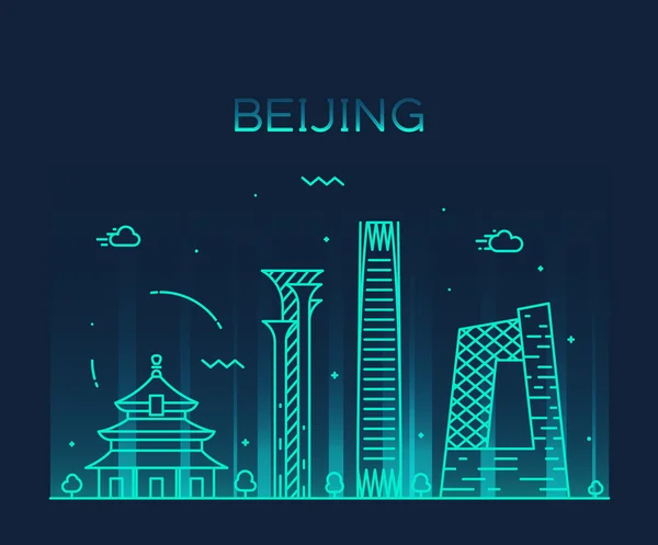Pechino skyline trendy vettoriale illustrazione lineare — Vettoriale Stock