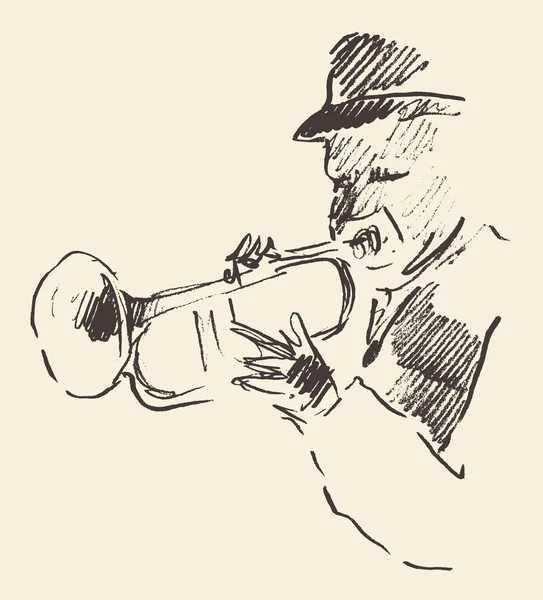 Jazz affiche trompette musique acoustique consept — Image vectorielle