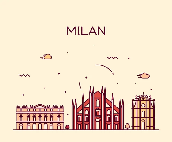 Milan manzarası trendy vektör çizim doğrusal — Stok Vektör