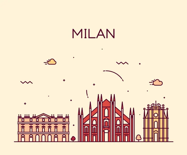 Milan gród ilustracja wektorowa modny liniowe — Wektor stockowy