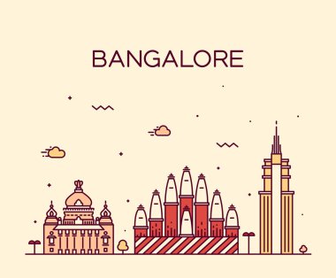 Bangalore manzarası vektör çizim doğrusal