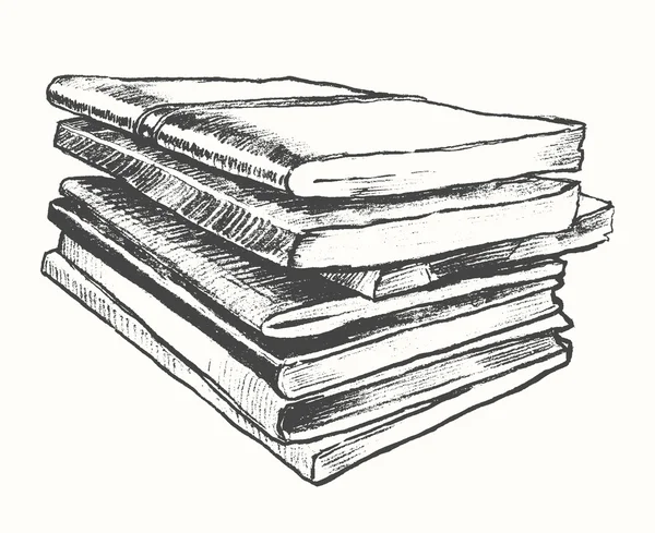 Pile de vieux livres dessin vectoriel vintage — Image vectorielle