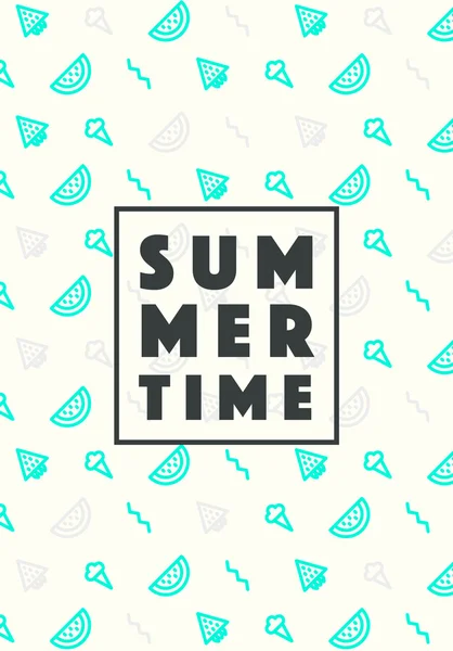 Set trendy linear style summer time poster icons — Stock Vector