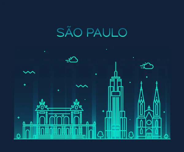 巴西圣保罗天际线时尚向量线性风格 — 图库矢量图片