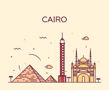 Cairo manzarası trendy vektör çizim doğrusal