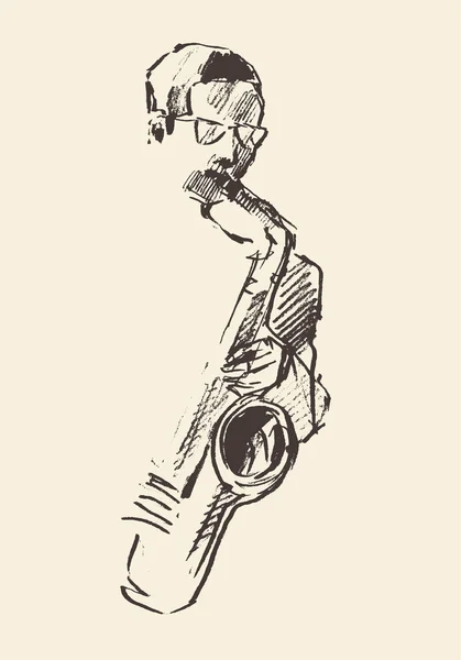 Jazz cartel saxofón música acústica consepto — Vector de stock