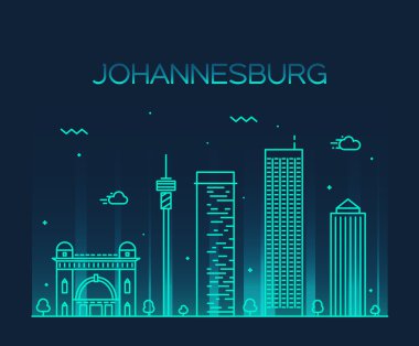 Johannesburg manzarası vektör çizim doğrusal