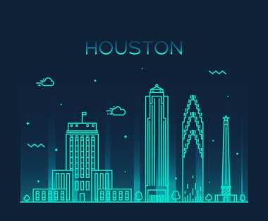 Houston manzarası trendy vektör çizim doğrusal