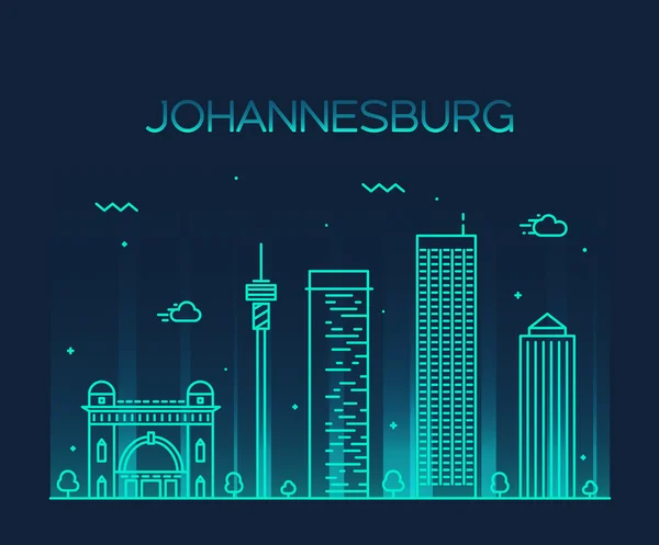 Johannesburg skyline vettoriale illustrazione lineare — Vettoriale Stock