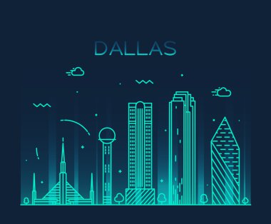 Dallas manzarası trendy vektör çizim doğrusal