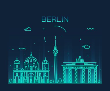 Berlin siluetinin trendy vektör çizim doğrusal