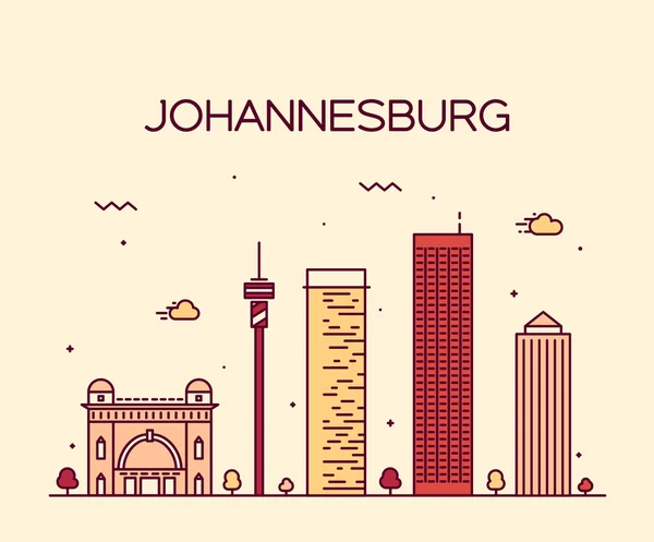 Johannesburgo skyline vector ilustración lineal — Vector de stock